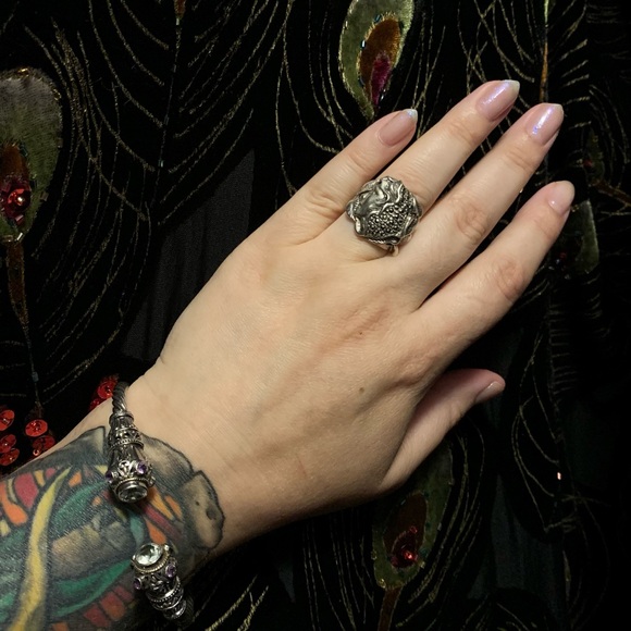 Vintage Woodland Goddess Marcasite sterling ring - Picture 3 of 11